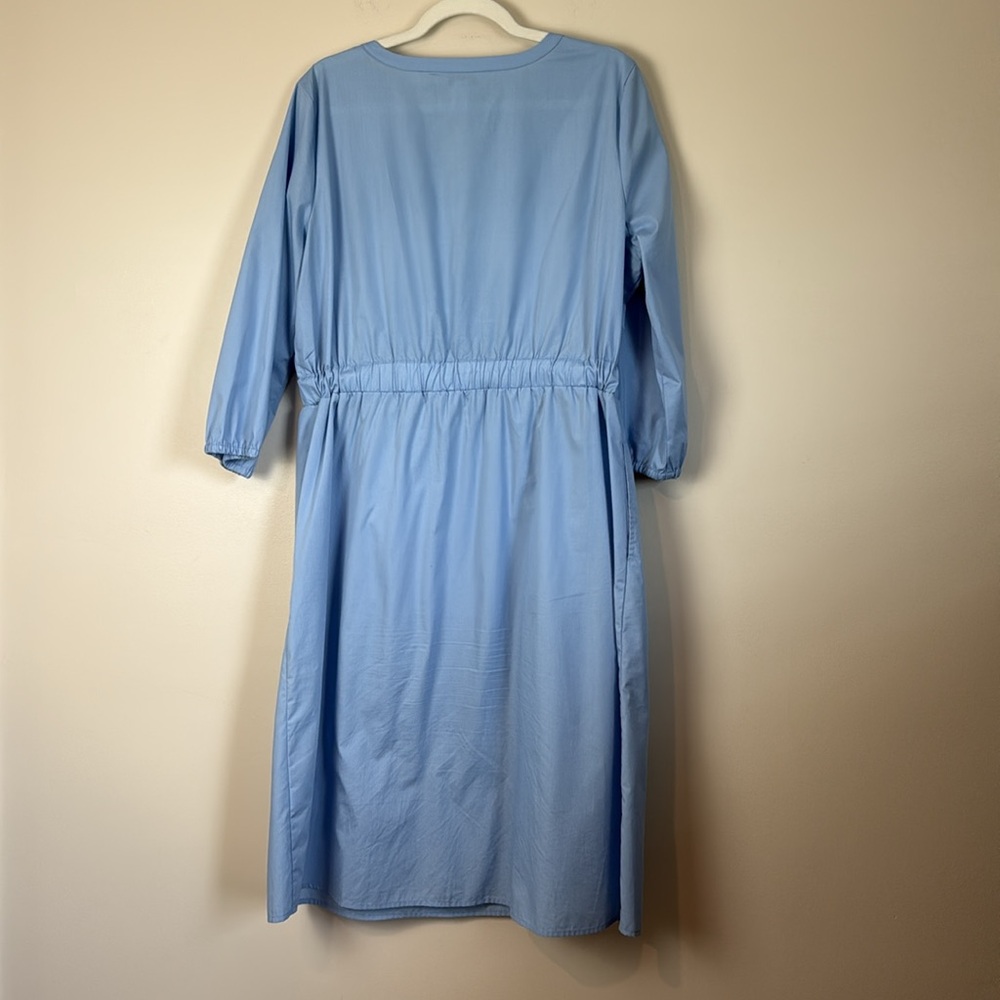 Croft & Barrow Sky Blue Splitneck Shirt Dress Size L Cotton Blend - Picture 9 of 10